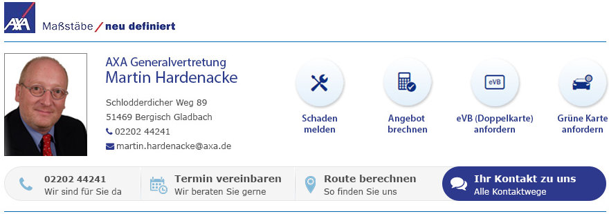 Die AXA Generalvertretung Martin Hardenacke in Bergisch Gladbach
